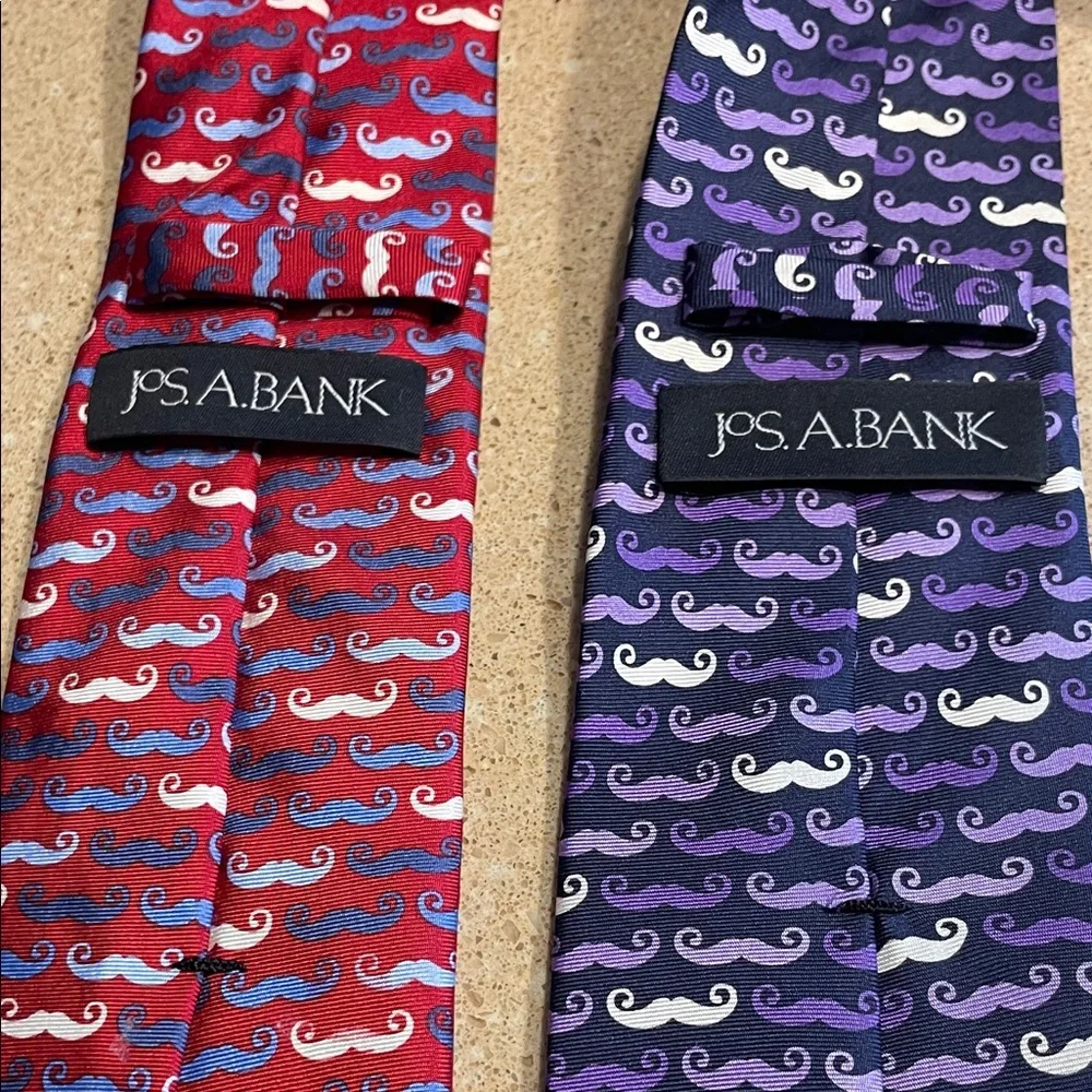 Jos. A. Bank Red and Purple Mustache 100% Silk Ties